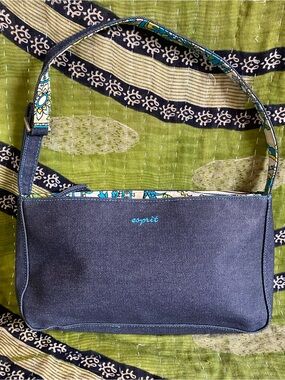Y2K Esprit Dark Indigo Denim Rectangle Shoulder Bag Flirty Coconut Girl Preppy